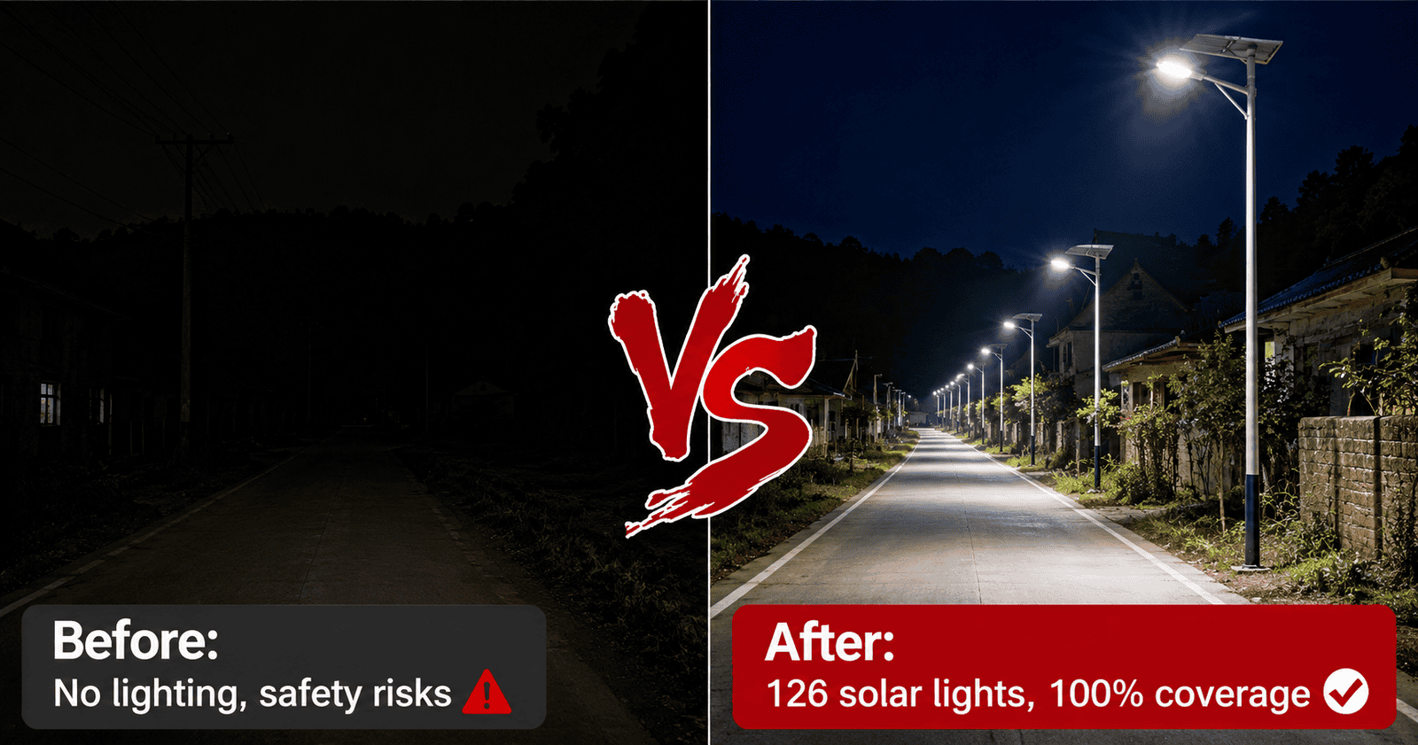 126 solar lights, 100% coverage